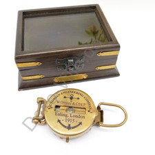 Kompass in Holzbox Messing